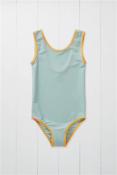 Pistachio Ribbed Kids Swimsuit