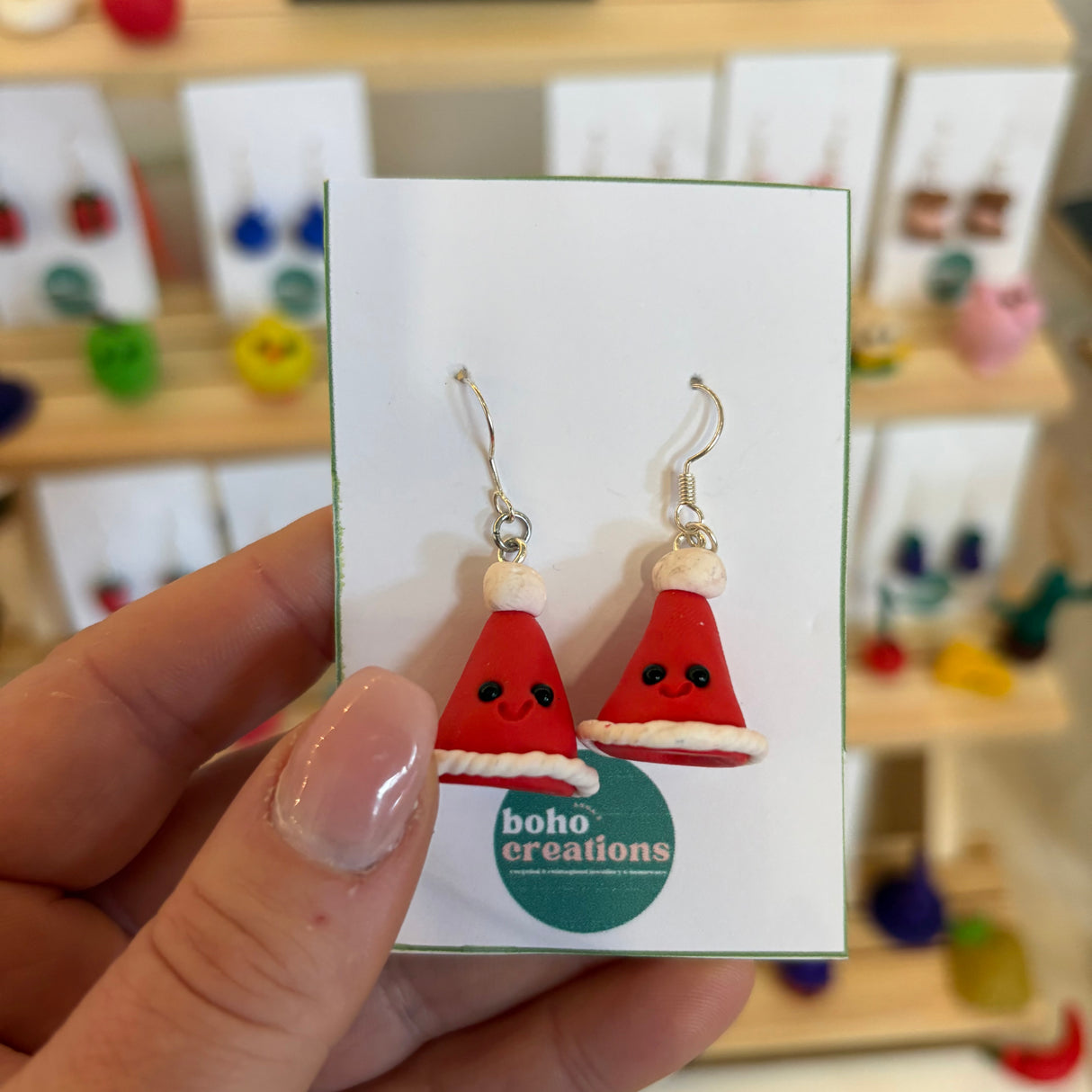 Boho Creations Santa Hats Handmade Earrings