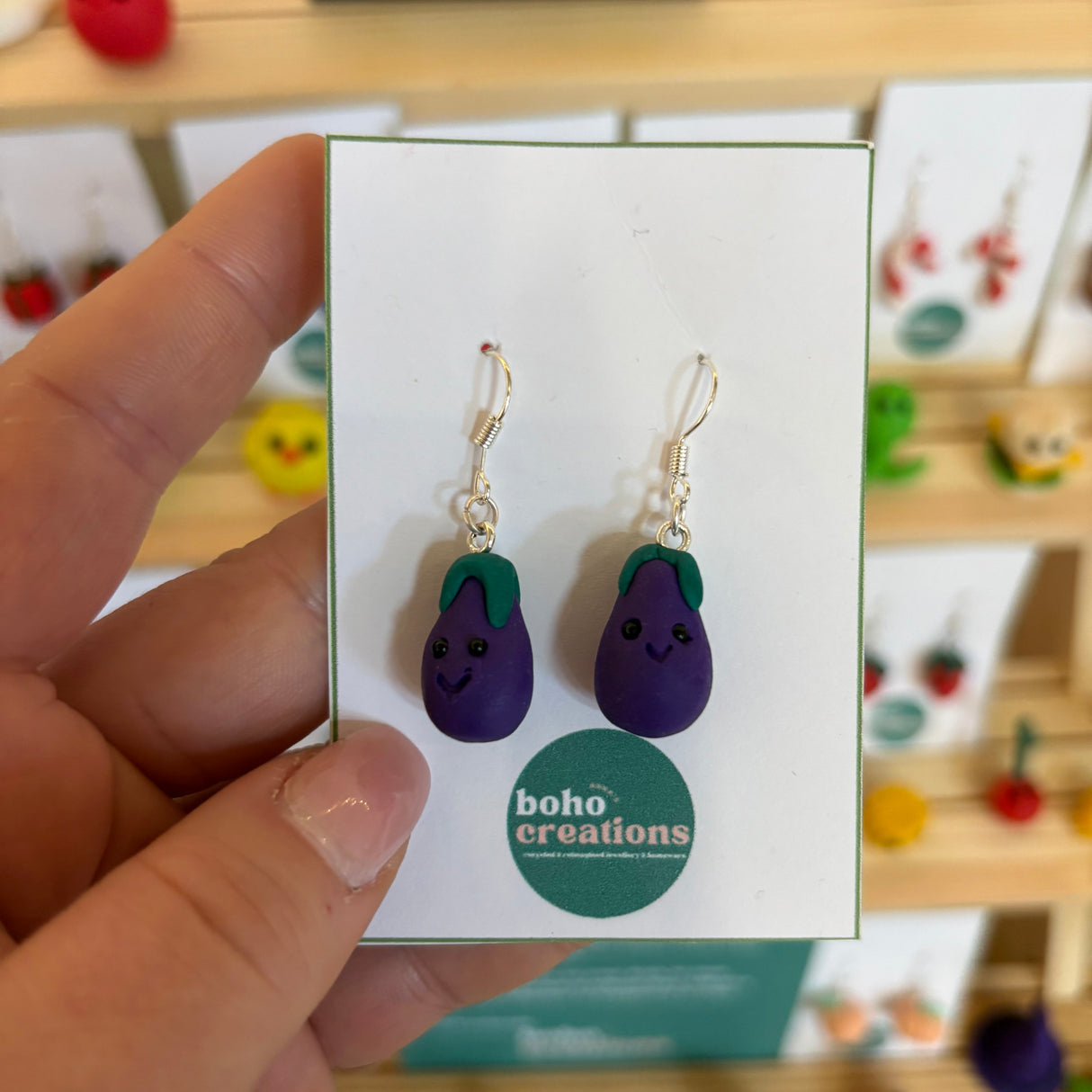 Boho Creations Eggplant Handmade Earrings