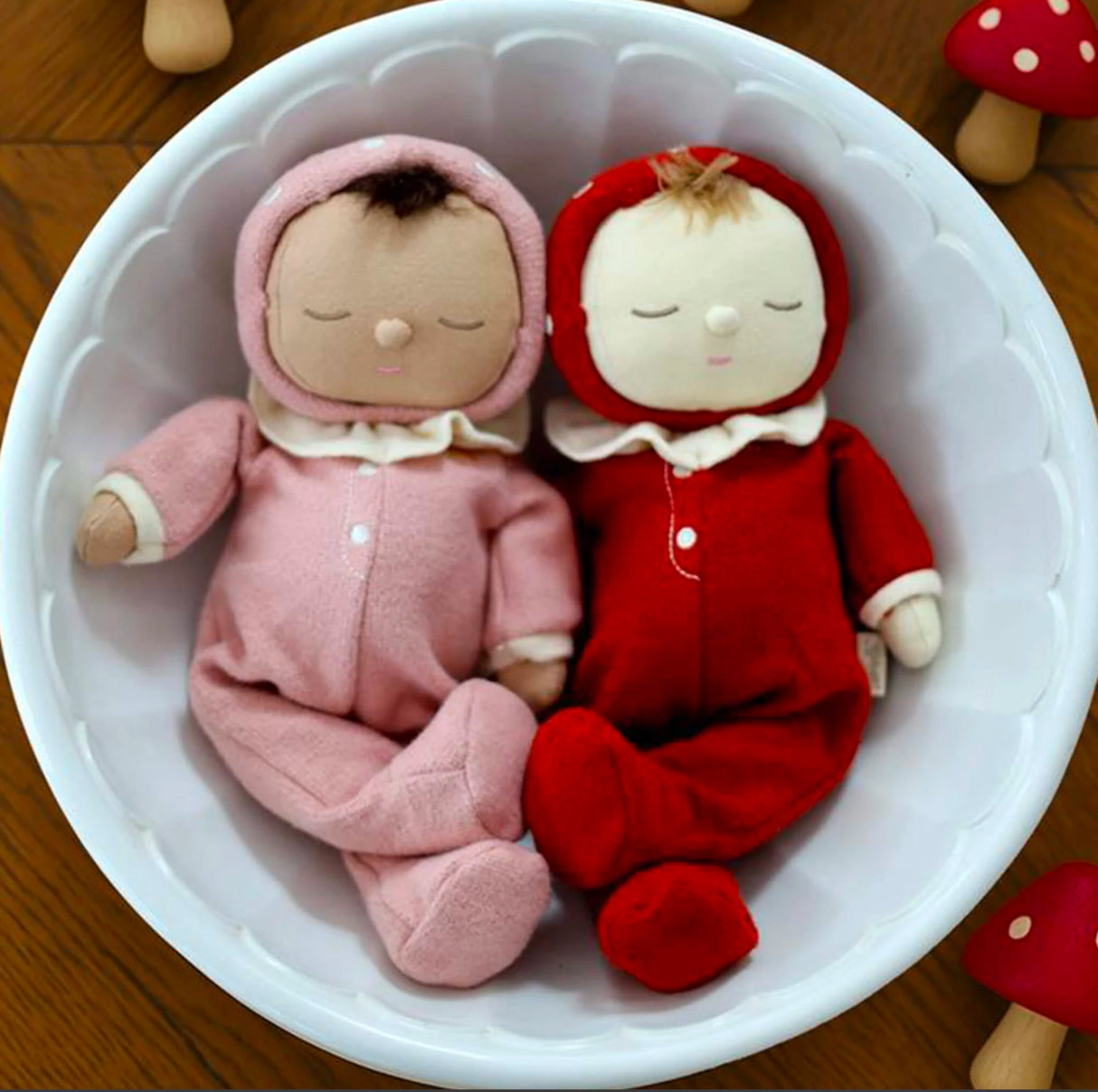 Olli Ella Dozy Dinkum Soft Doll - Toadstool Moppet - Red