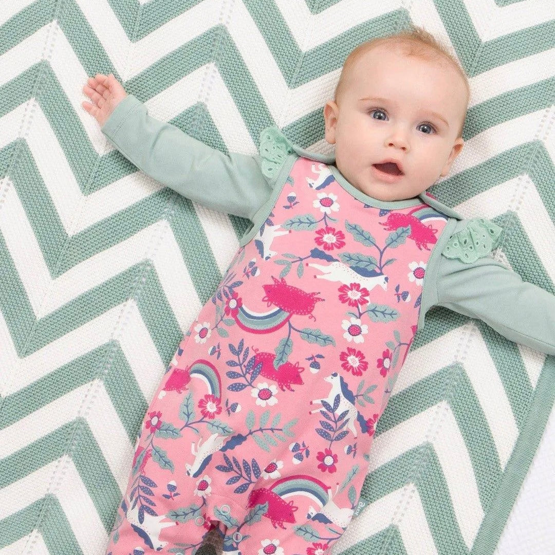 Knitted Chevron Blanket - Soft Spruce