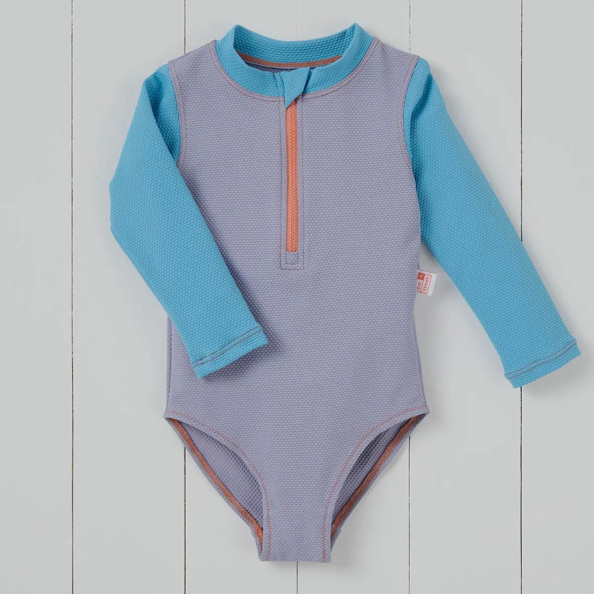 Grass & Air Ribbed Kids Long Sleeve Swimsuit