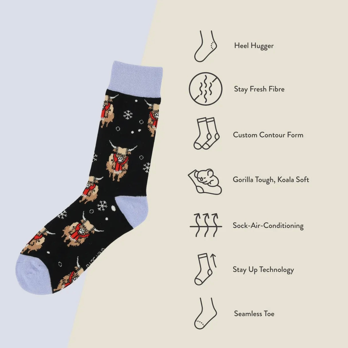 Save the Christmas Highland Cow Bamboo Socks