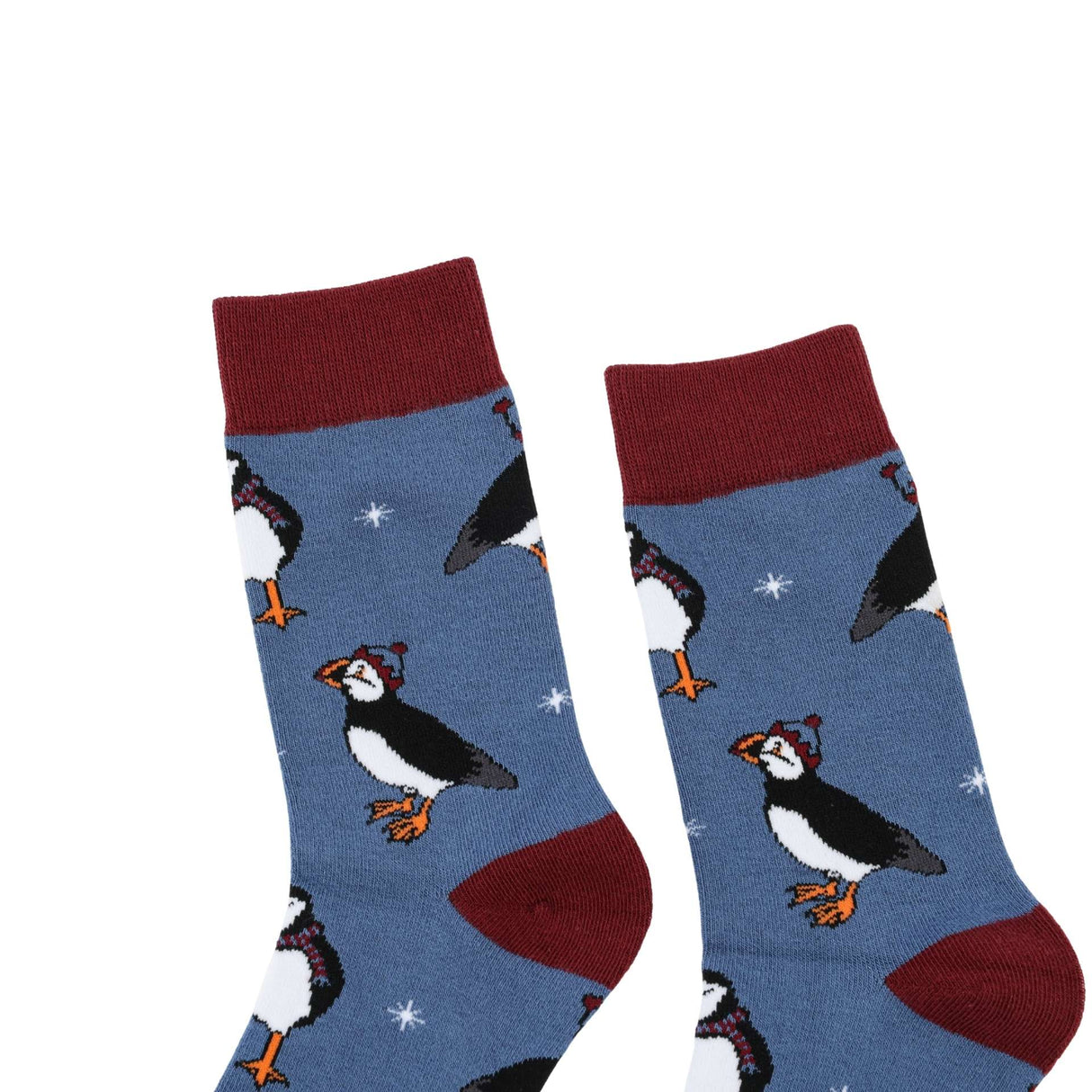Save the Christmas Puffins Blue Bamboo Socks