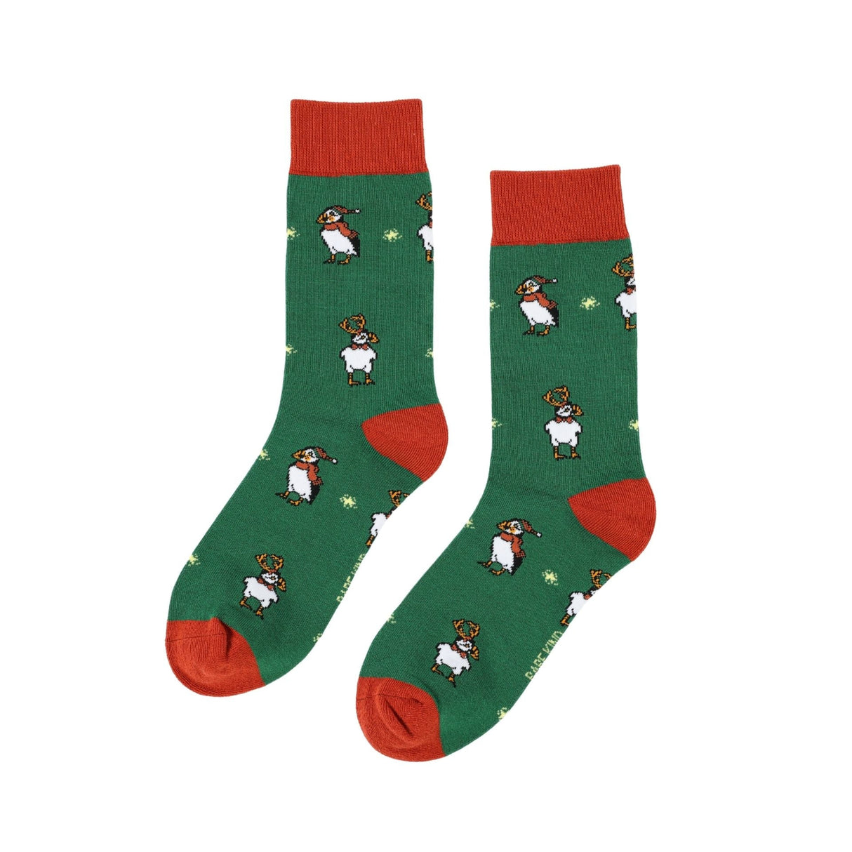 Save the Christmas Puffins Green Bamboo Socks