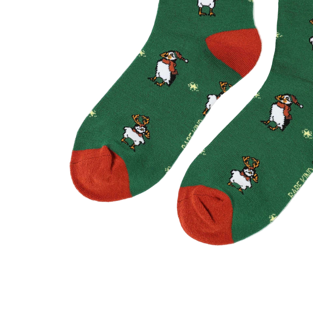 Save the Christmas Puffins Green Bamboo Socks