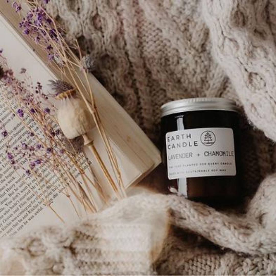 Earth Candle Co Lavendar & Camomile Cotton Wick Candle