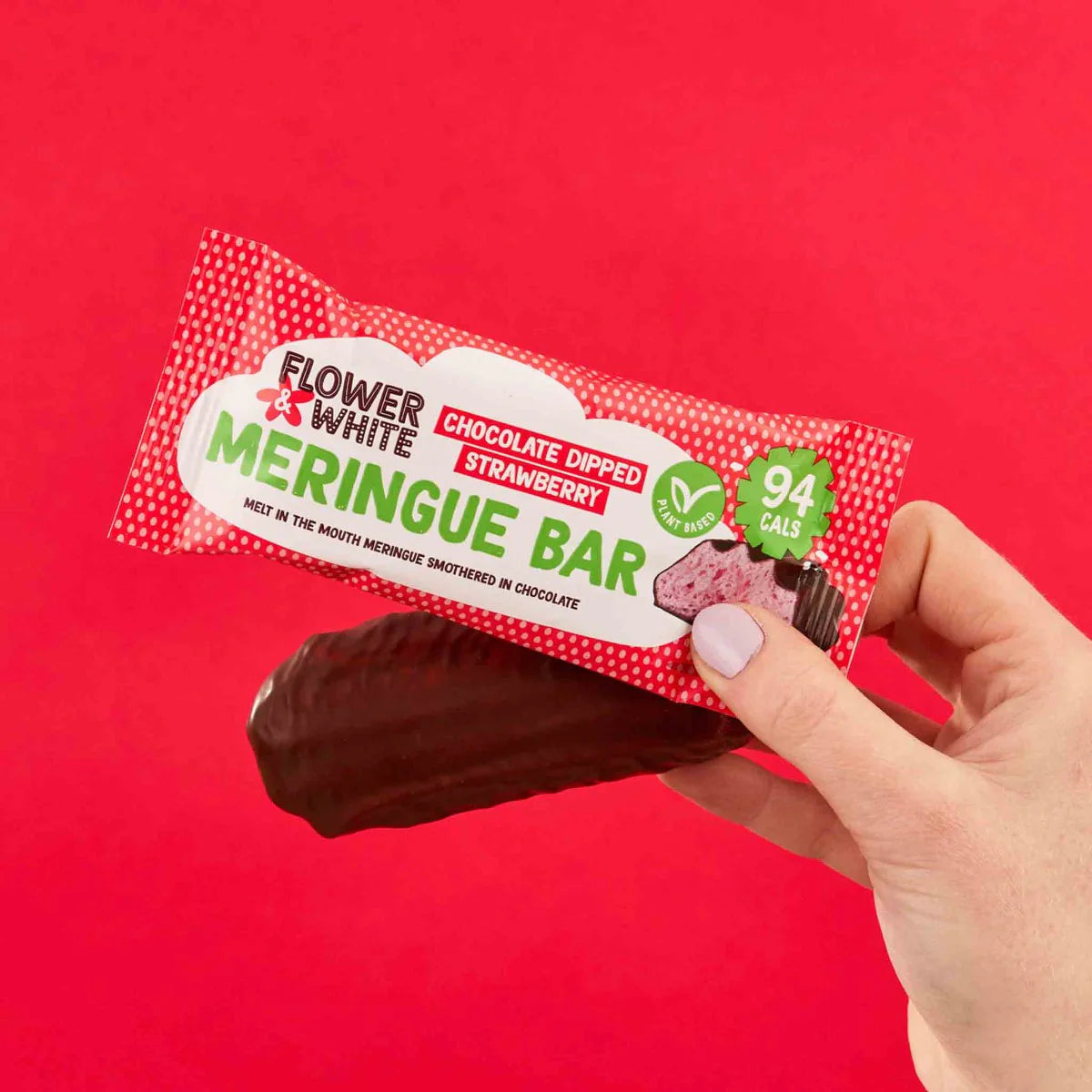 Flower & White Chocolate Dipped Vegan Meringue Bar