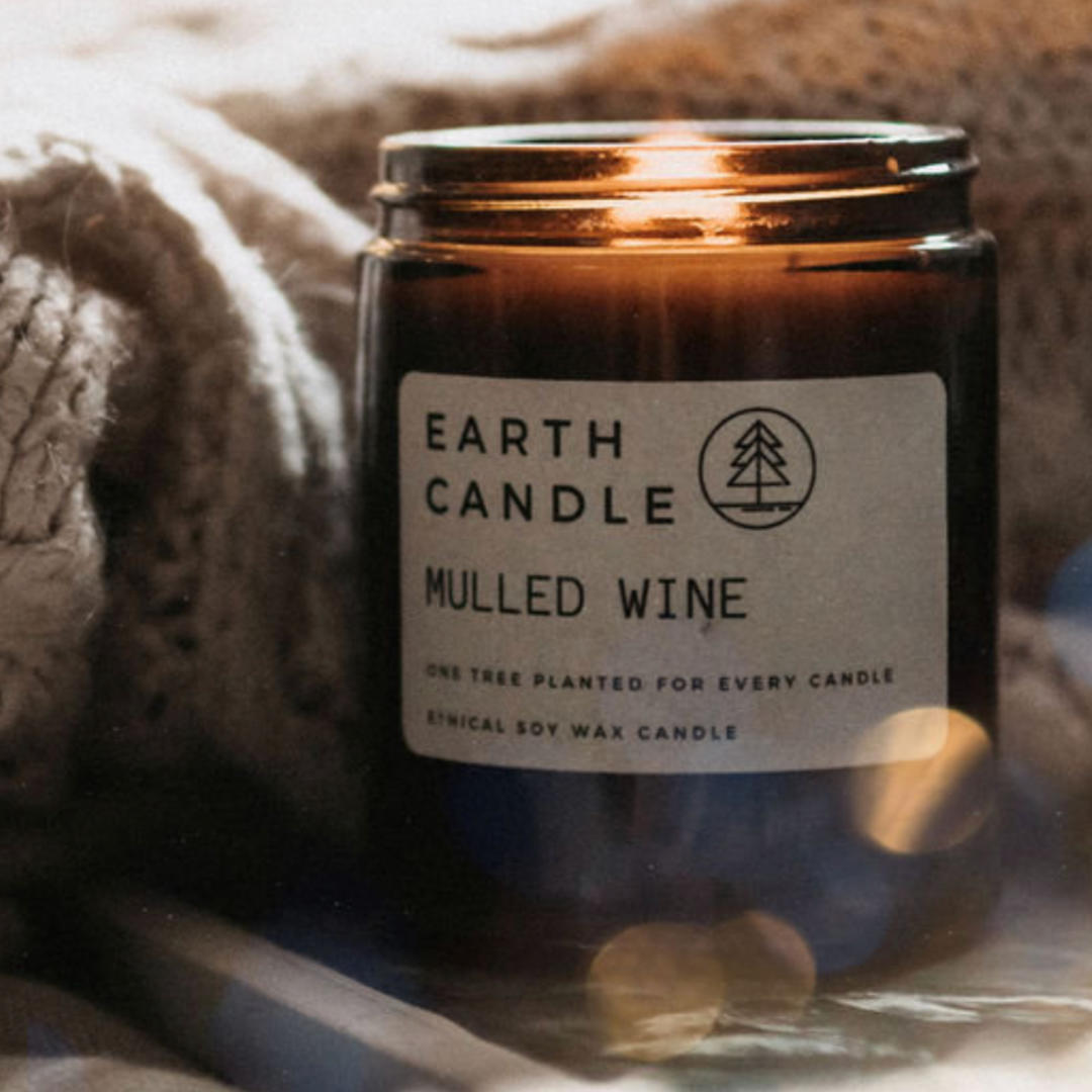 Earth Candle Co Mulled Wine Wooden Wick Candle