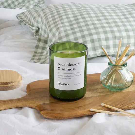 Pear Blossom & Mimosa Wine Bottle Candle