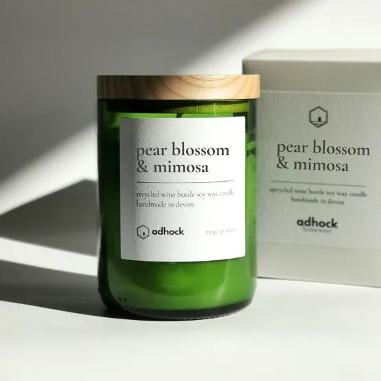 Pear Blossom & Mimosa Wine Bottle Candle