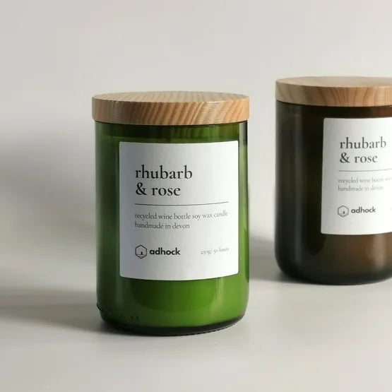 Rhubarb & Rose Wine Bottle Candle