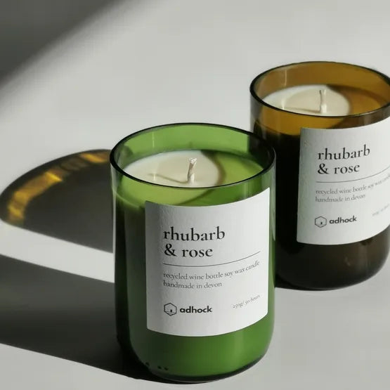 Rhubarb & Rose Wine Bottle Candle