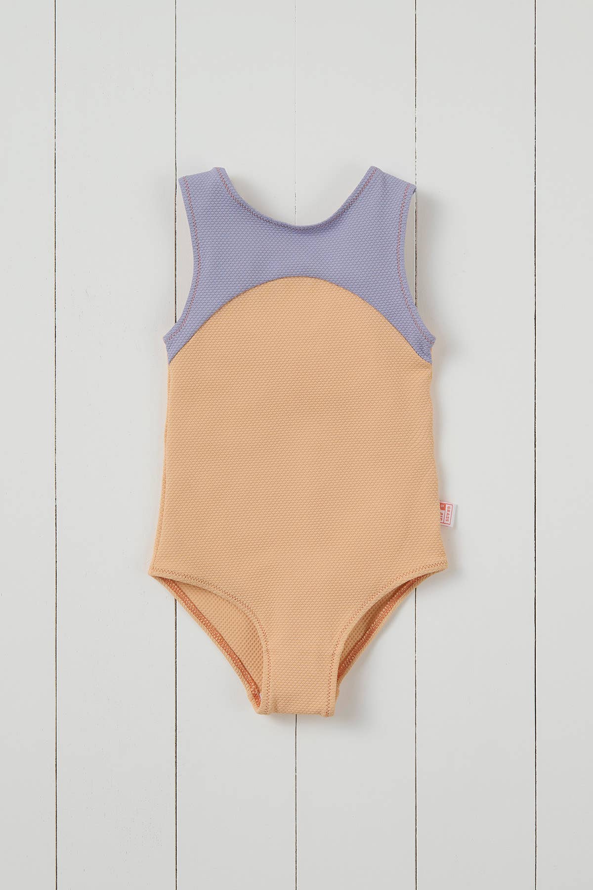 Peach Ribbed Kids Swimsuit