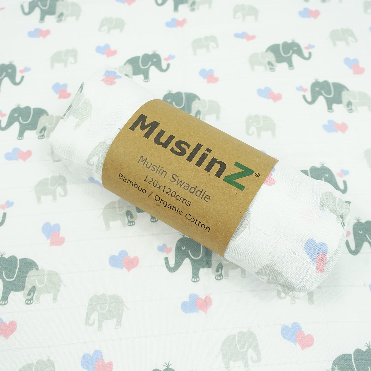 MuslinZ Bamboo/Organic Cotton Muslin Swaddle 120x120cm