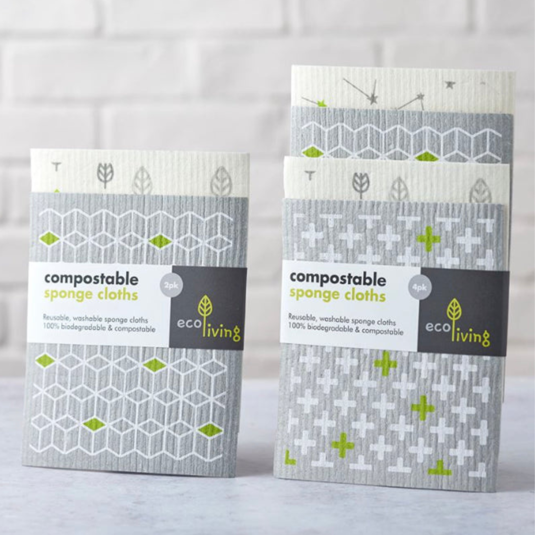 Compostable Sponge Cleaning Cloths - Leaf & Cubes