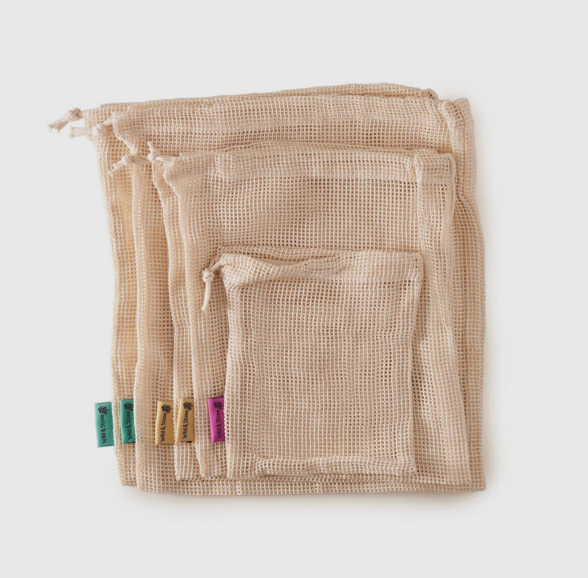 Organic Cotton Reusable Mesh Produce Bags, Pack of 3