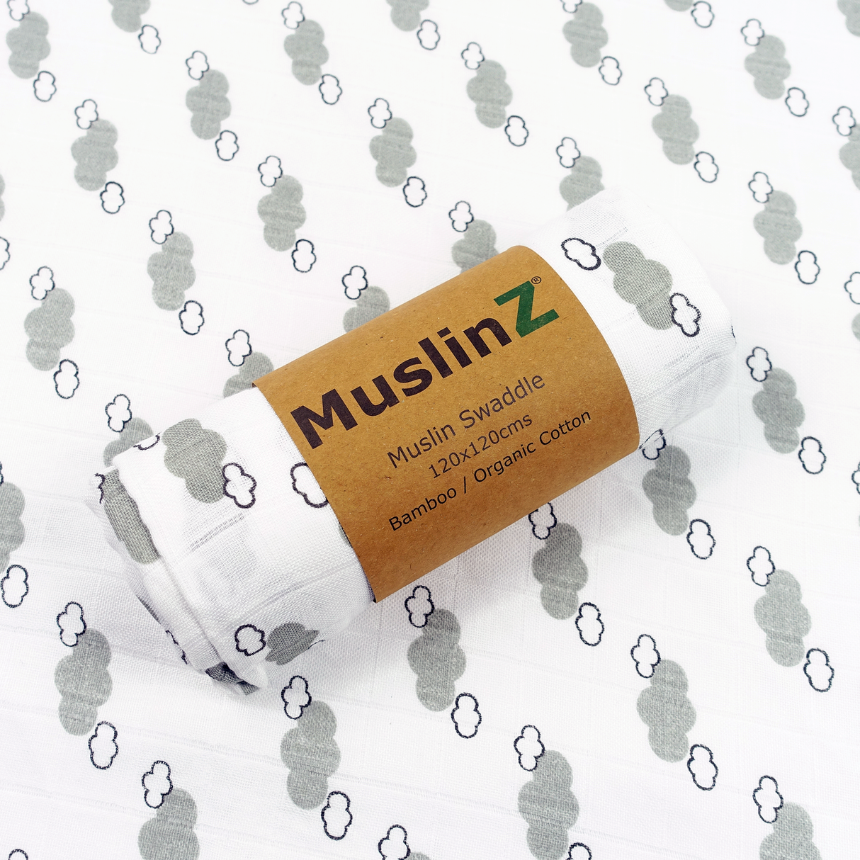 MuslinZ Bamboo/Organic Cotton Muslin Swaddle 120x120cm