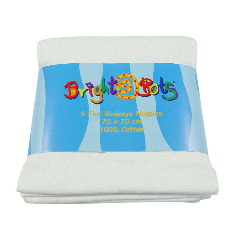 Bright Bots 100% Cotton Birdseye Flat Nappy