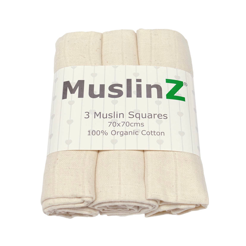 MuslinZ 3 Pack Bamboo/Organic Cotton Muslin Squares