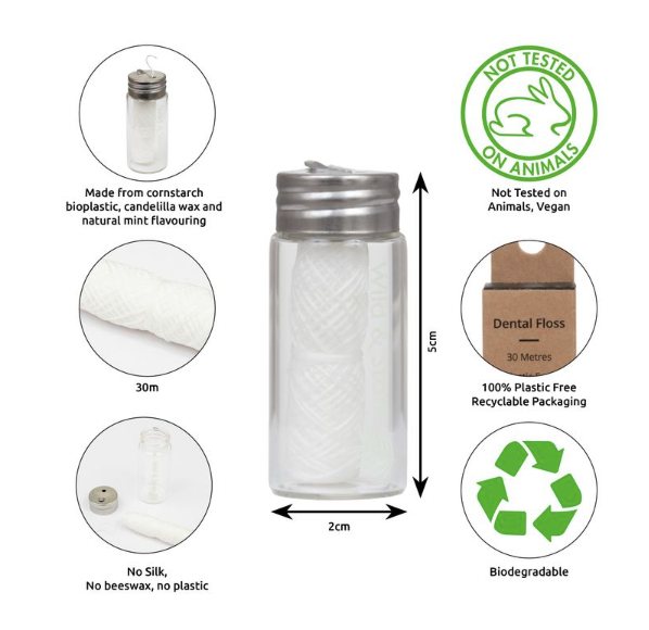 Refillable Corn Starch Dental Floss - Mint
