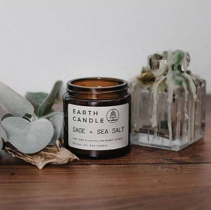 Earth Candle Co Sage & Sea Salt Cotton Wick Candle