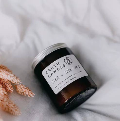 Earth Candle Co Sage & Sea Salt Cotton Wick Candle