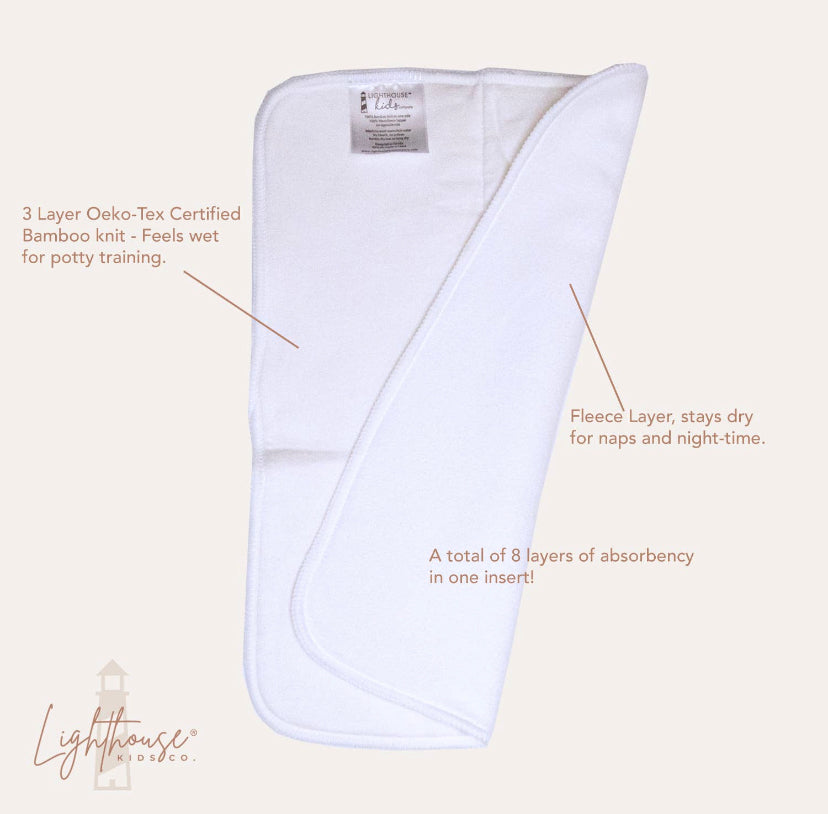 Lighthouse Kids 3 Layer Bamboo Insert