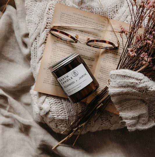 Earth Candle Co Cedarwood & Jasmine Cotton Wick Candle
