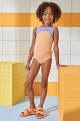 Peach Ribbed Kids Swimsuit