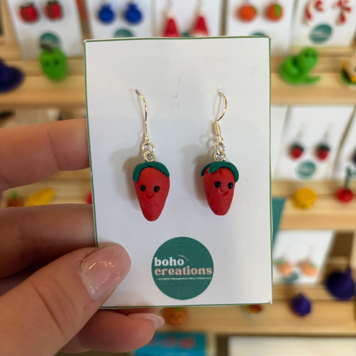 Boho Creations Strawberries Handmade Earrings