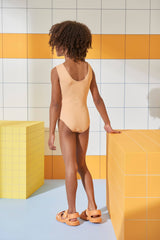 Peach Ribbed Kids Swimsuit