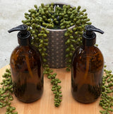 500ml Amber Glass Refillable Eco Dispenser Bottle with Pump