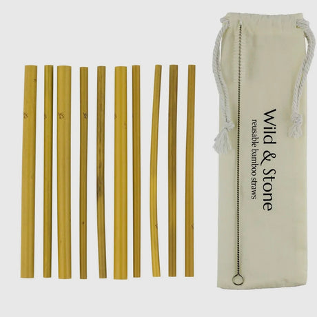 Reusable Bamboo Straws, Pack of 10