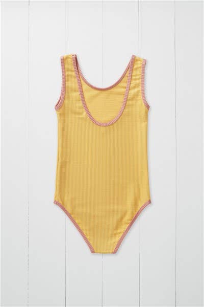 Ochre Ribbed Kids Swimsuit