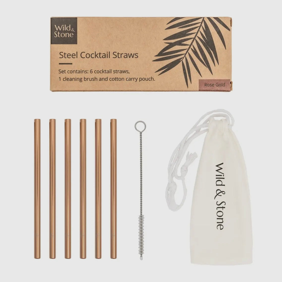 Reusable Steel Cocktail Drinking Straws, Pack of 6