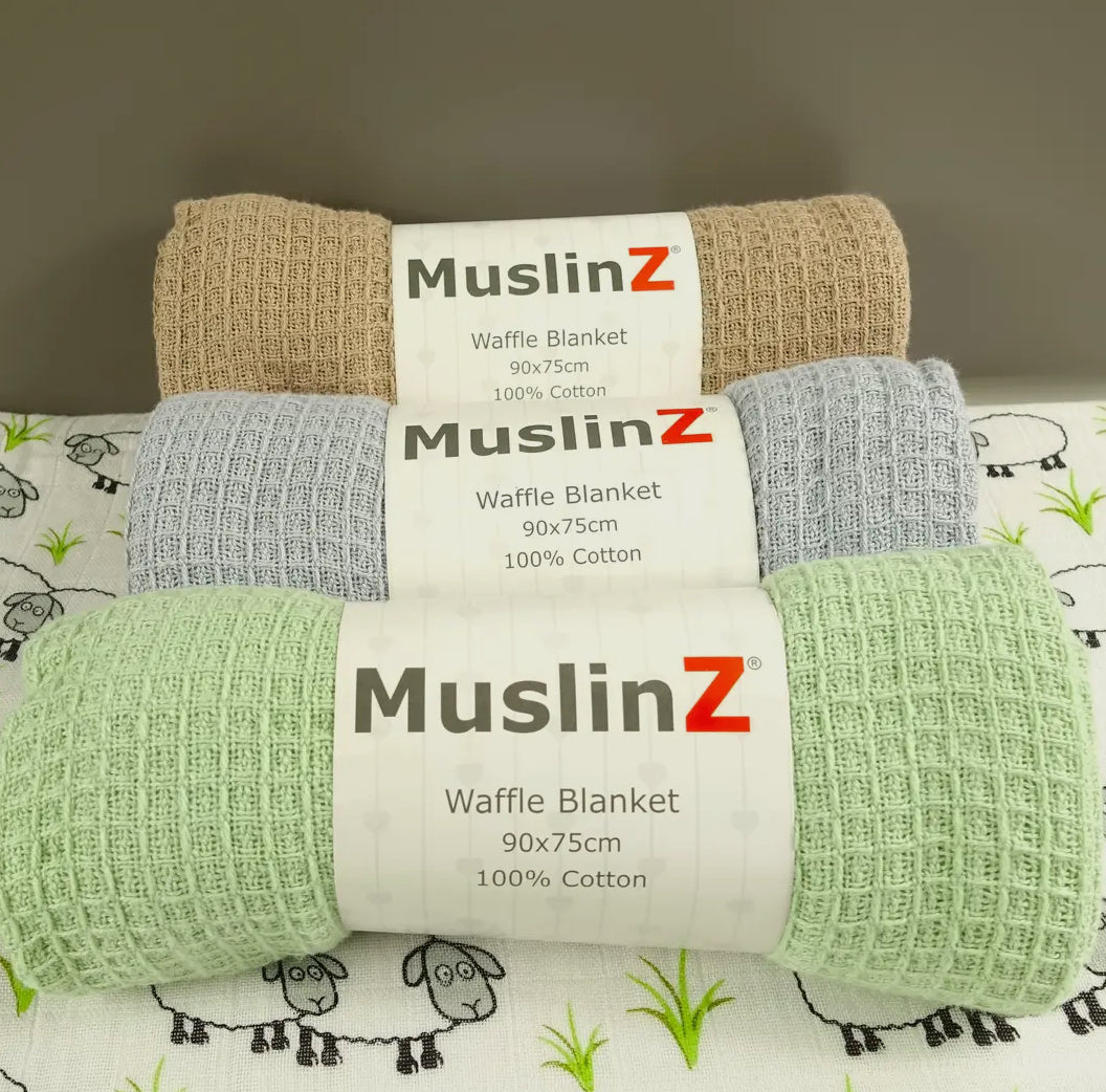 MuslinZ Cotton Waffle Blanket – 90x75cm