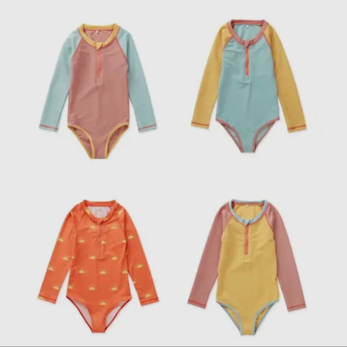 Grass & Air Ribbed Kids Long Sleeve Swimsuit