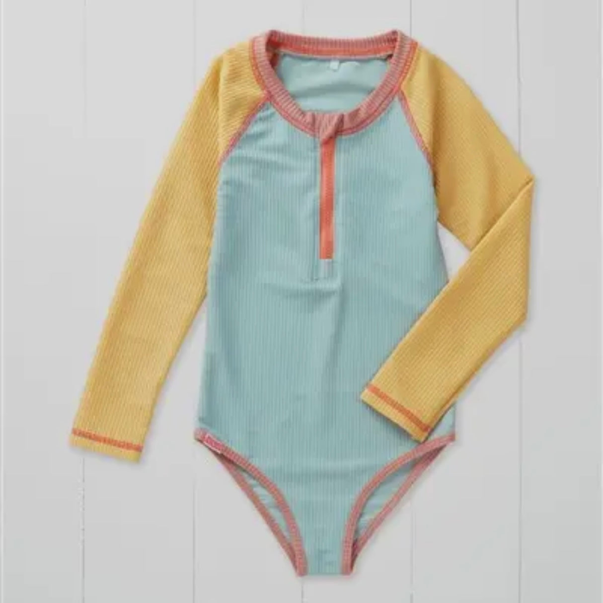 Grass & Air Ribbed Kids Long Sleeve Swimsuit