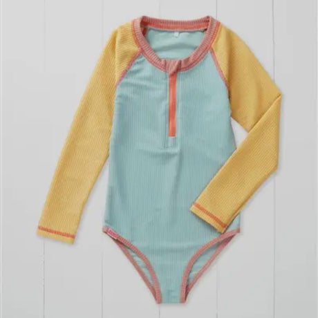 Grass & Air Ribbed Kids Long Sleeve Swimsuit
