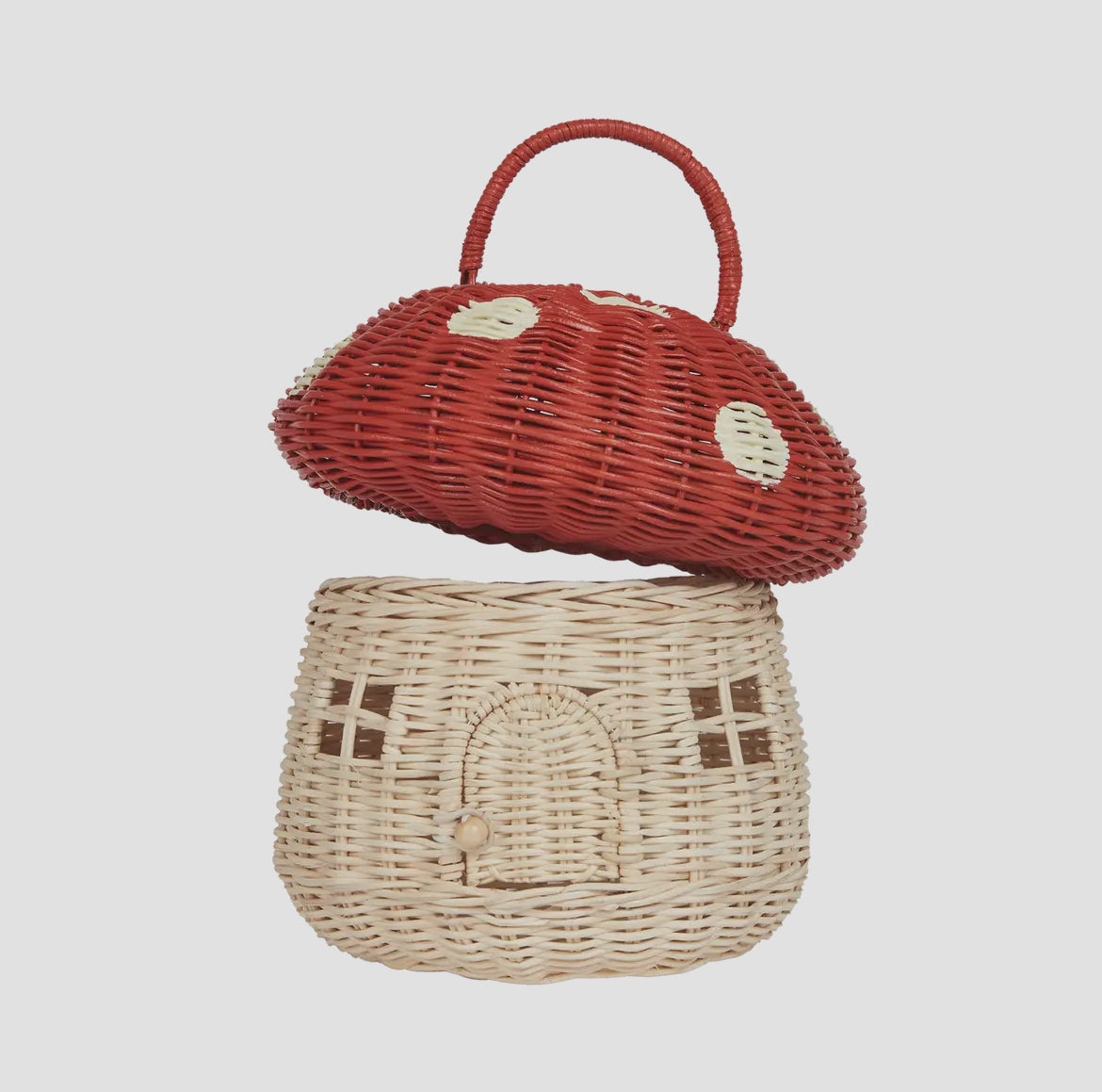 Olli Ella Rattan Mushroom Basket Red