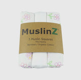 MuslinZ 3 Pack Bamboo/Organic Cotton Muslin Squares