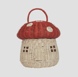 Olli Ella Rattan Mushroom Basket Red