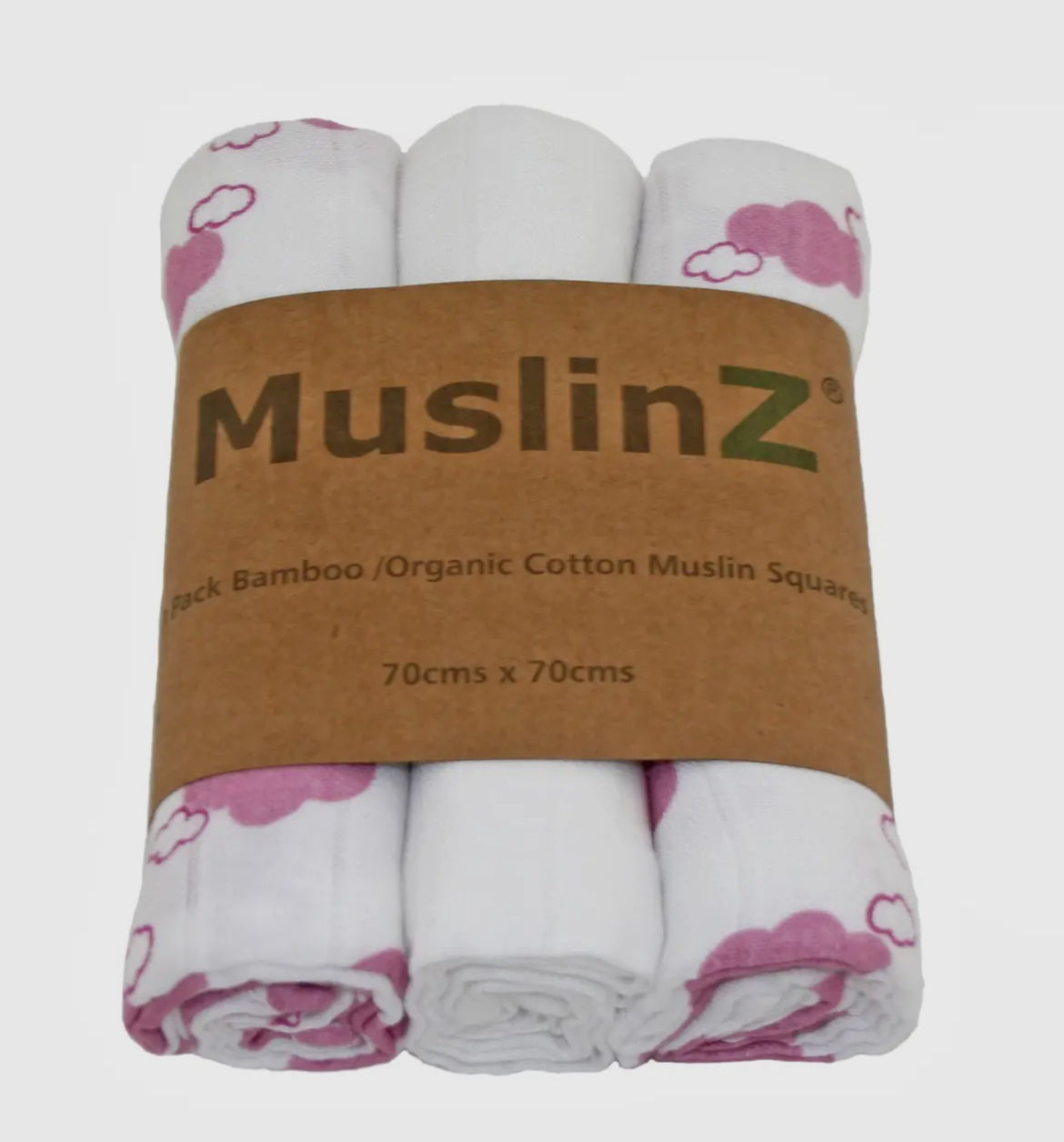 MuslinZ 3 Pack Bamboo/Organic Cotton Muslin Squares