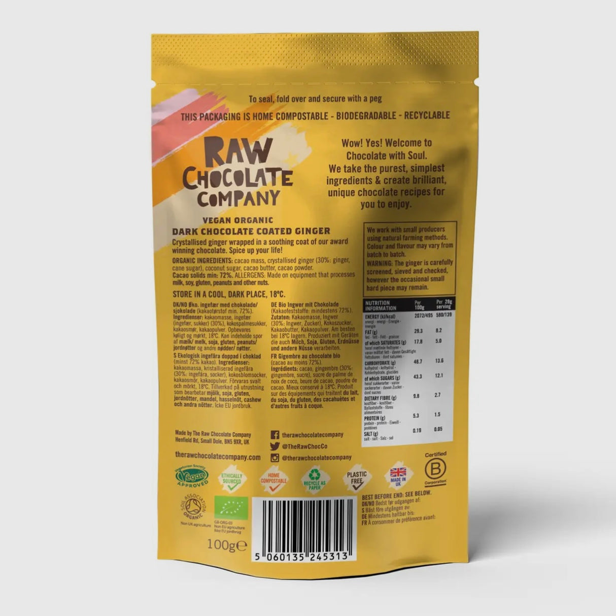 The Raw Chocolate Company Dark Chocolate Ginger