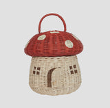 Olli Ella Rattan Mushroom Basket Red