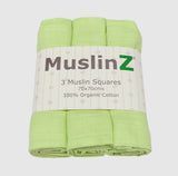 MuslinZ 3 Pack Bamboo/Organic Cotton Muslin Squares