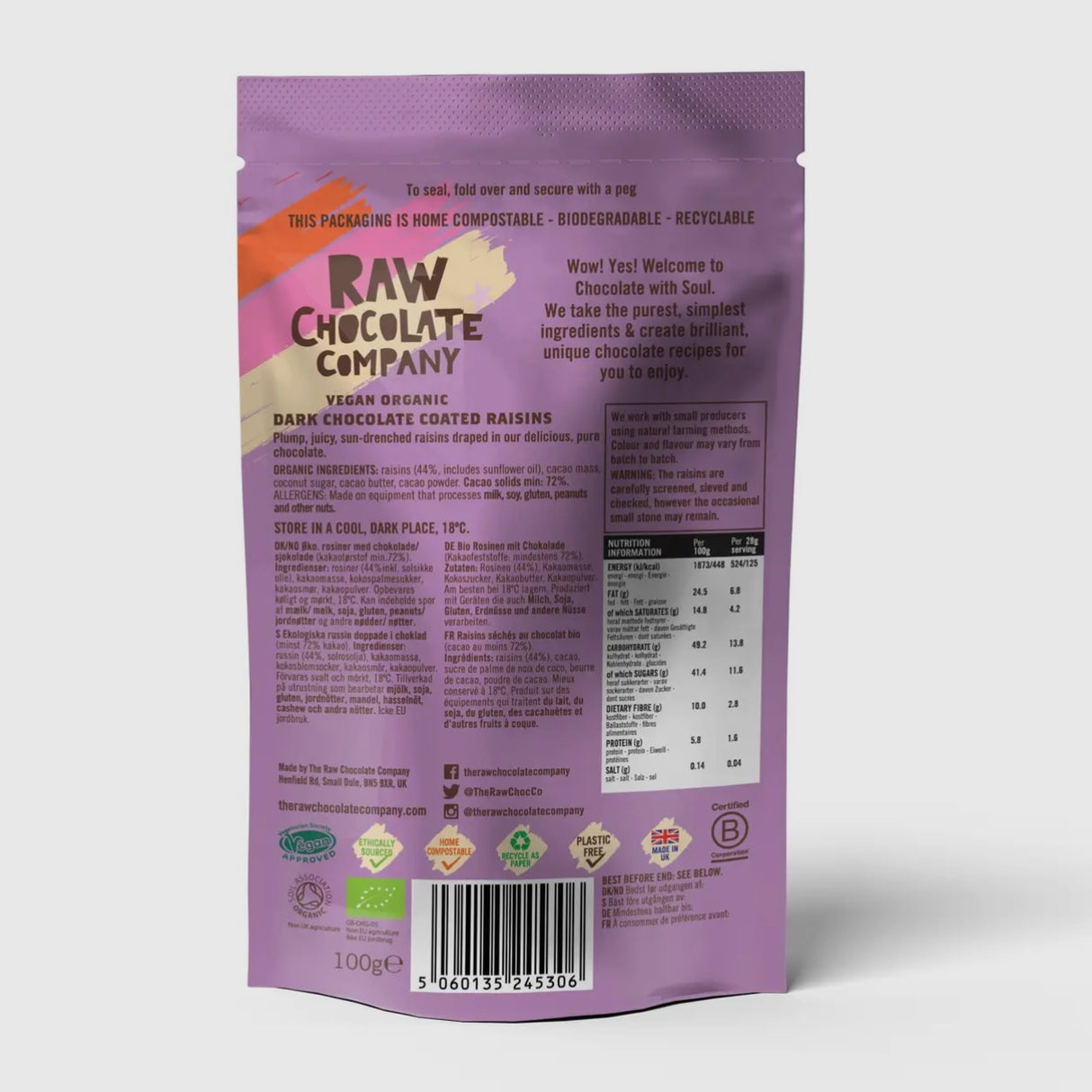 The Raw Chocolate Company Dark Chocolate Raisins