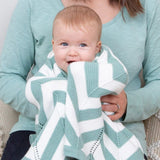 Knitted Chevron Blanket - Soft Spruce