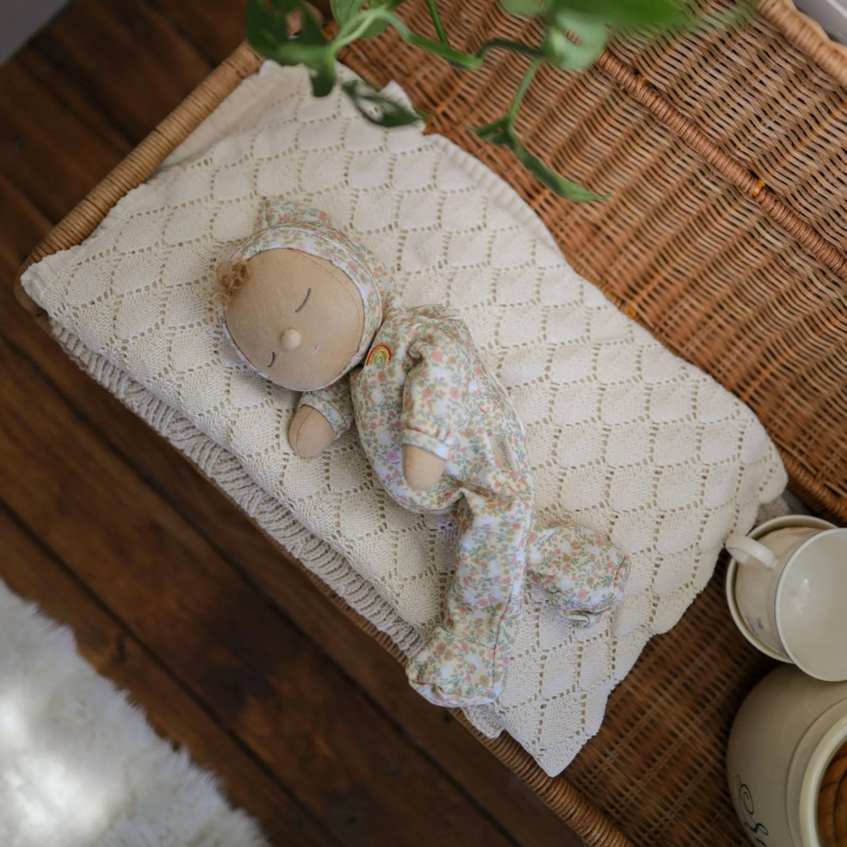 Olli Ella Dozy Dinkum Soft Doll - Custard Garden Floral